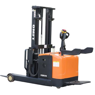 Gradeability 8% 2 Ton Steel PU Electric Reach Stacker with and 2500mm Lifting Height