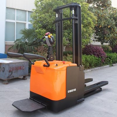 1.6 Ton Electric Pallet Stacker Standing Type with EPS Steering and Battery Operation