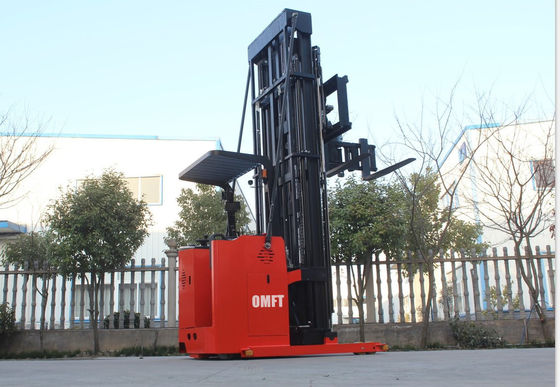 3-Way 2 Ton Electric Battery Reach Truck Stacker Fork Lift Tcm/Linde/Yale Double Reach 6000-12000mm Lift 500mm Load Center